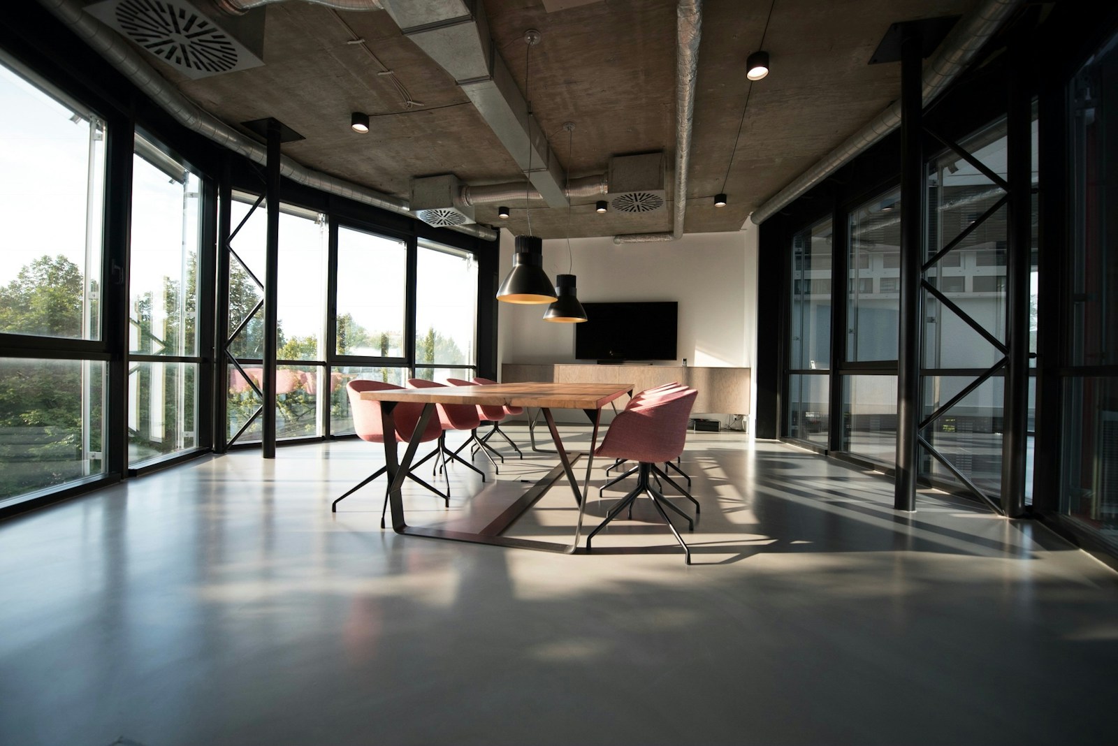 Modern glazed boardroom fitout with custom furniture