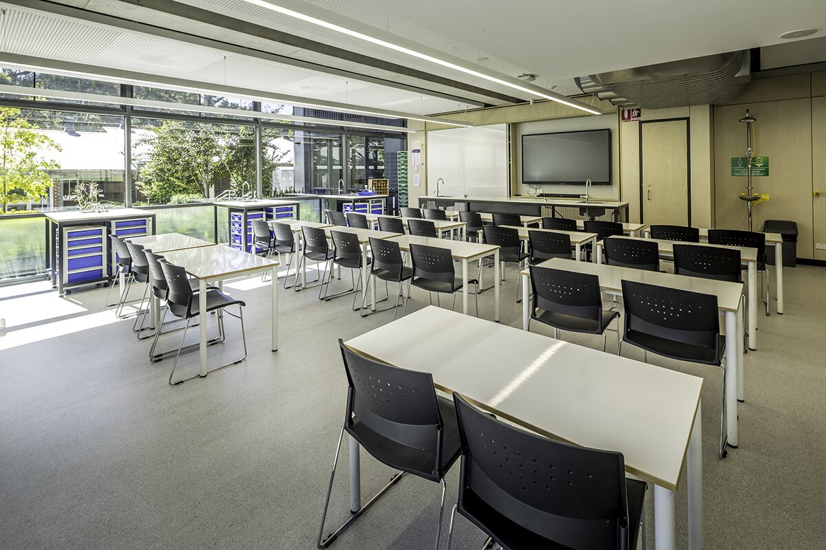 Classroom fitted with specialist teaching cabinetry